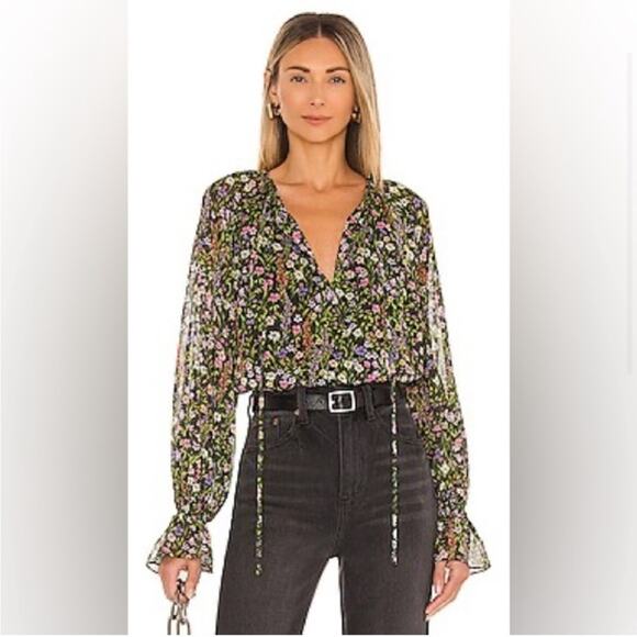 Amanda Uprichard Orleans Long Sleeve Top in Charmont Size Large - Picture 4 of 12